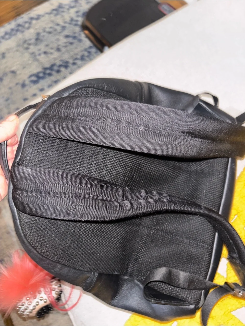 Fendi Black Backpack with Yellow Fur Eye Accents